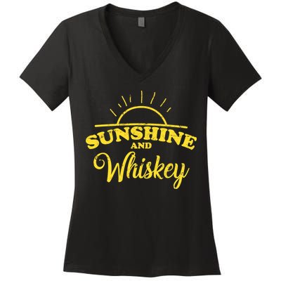 Sunshine And Whiskey Retro Summer Women's V-Neck T-Shirt