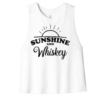 Sunshine And Whiskey Retro Summer Women's Racerback Cropped Tank