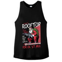Santa Up On The Rooftop Click Click Click Ladies PosiCharge Tri-Blend Wicking Tank