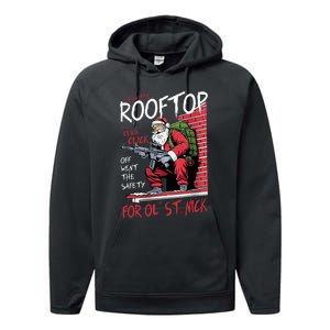 Santa Up On The Rooftop Click Click Click Performance Fleece Hoodie