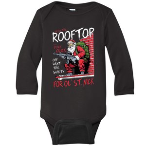 Santa Up On The Rooftop Click Click Click Baby Long Sleeve Bodysuit