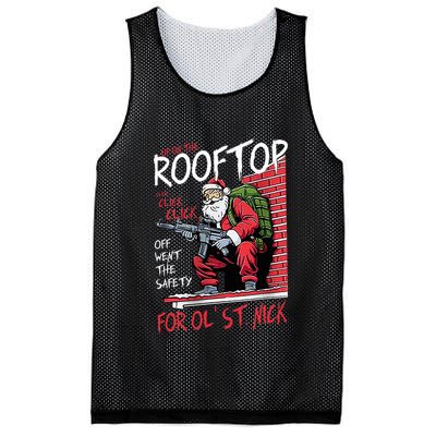 Santa Up On The Rooftop Click Click Click Mesh Reversible Basketball Jersey Tank