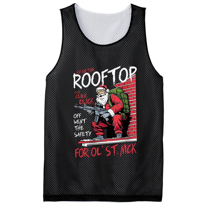Santa Up On The Rooftop Click Click Click Mesh Reversible Basketball Jersey Tank