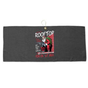 Santa Up On The Rooftop Click Click Click Large Microfiber Waffle Golf Towel