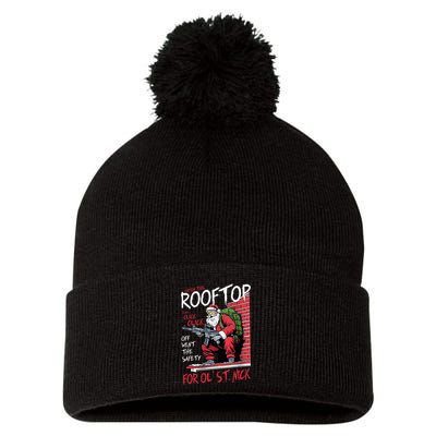 Santa Up On The Rooftop Click Click Click Pom Pom 12in Knit Beanie