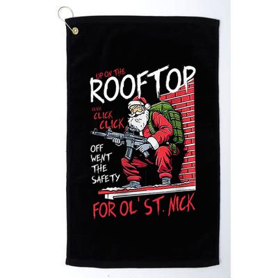 Santa Up On The Rooftop Click Click Click Golf Towel