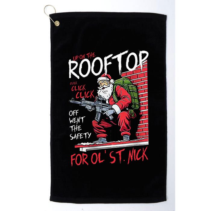 Santa Up On The Rooftop Click Click Click Golf Towel