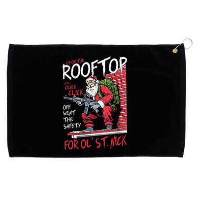 Santa Up On The Rooftop Click Click Click Grommeted Golf Towel
