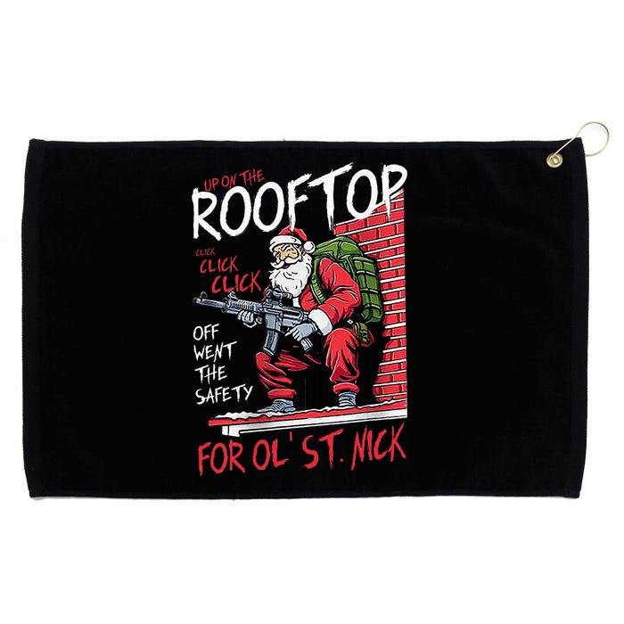 Santa Up On The Rooftop Click Click Click Grommeted Golf Towel