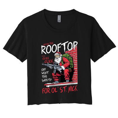 Santa Up On The Rooftop Click Click Click Crop Top