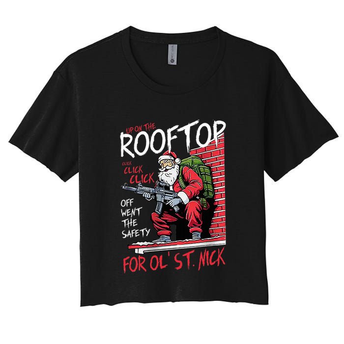 Santa Up On The Rooftop Click Click Click Crop Top