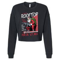 Santa Up On The Rooftop Click Click Click Cropped Pullover Crew