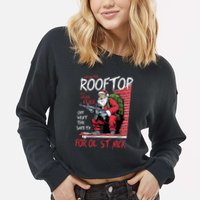 Santa Up On The Rooftop Click Click Click Cropped Pullover Crew