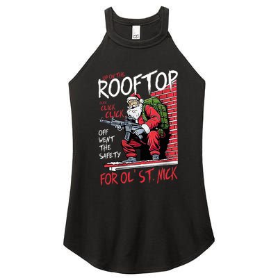 Santa Up On The Rooftop Click Click Click Women's Perfect Tri Rocker Tank