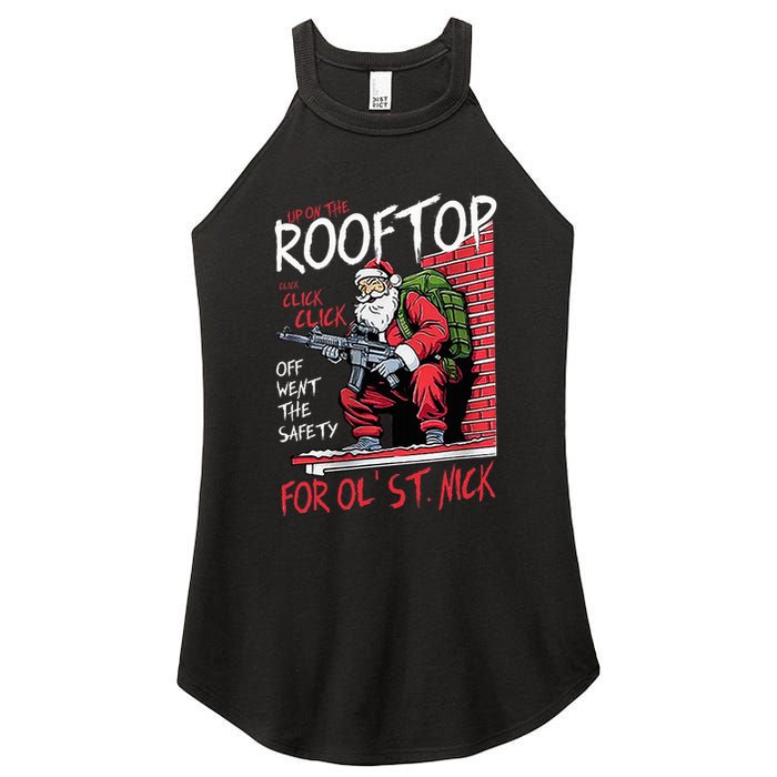 Santa Up On The Rooftop Click Click Click Women's Perfect Tri Rocker Tank