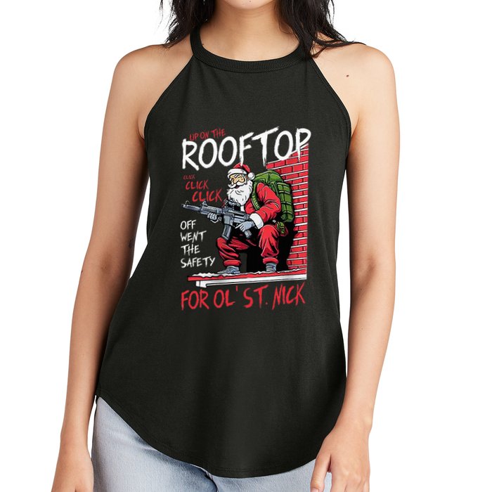 Santa Up On The Rooftop Click Click Click Women's Perfect Tri Rocker Tank