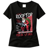 Santa Up On The Rooftop Click Click Click Womens T-Shirt