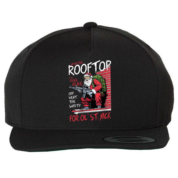 Santa Up On The Rooftop Click Click Click Wool Snapback Cap