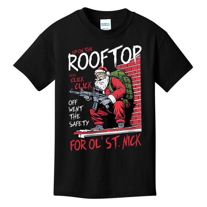 Santa Up On The Rooftop Click Click Click Kids T-Shirt