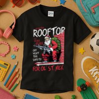 Santa Up On The Rooftop Click Click Click Kids T-Shirt