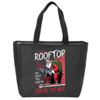 Santa Up On The Rooftop Click Click Click Zip Tote Bag