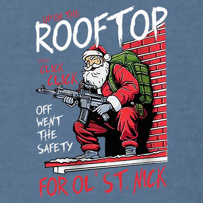 Santa Up On The Rooftop Click Click Click Garment-Dyed Sweatshirt