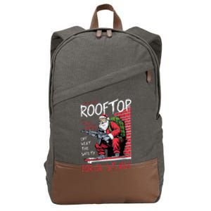 Santa Up On The Rooftop Click Click Click Cotton Canvas Backpack