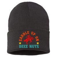 Saddle Up On Deez Nuts Vintage horse ride Sustainable Knit Beanie