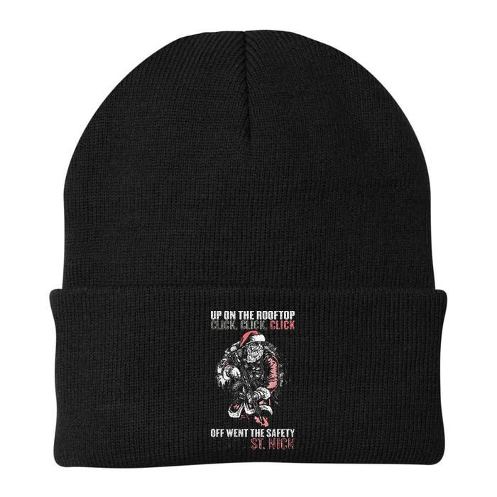 SANTA Up On The Rooftop Click Click Click Knit Cap Winter Beanie