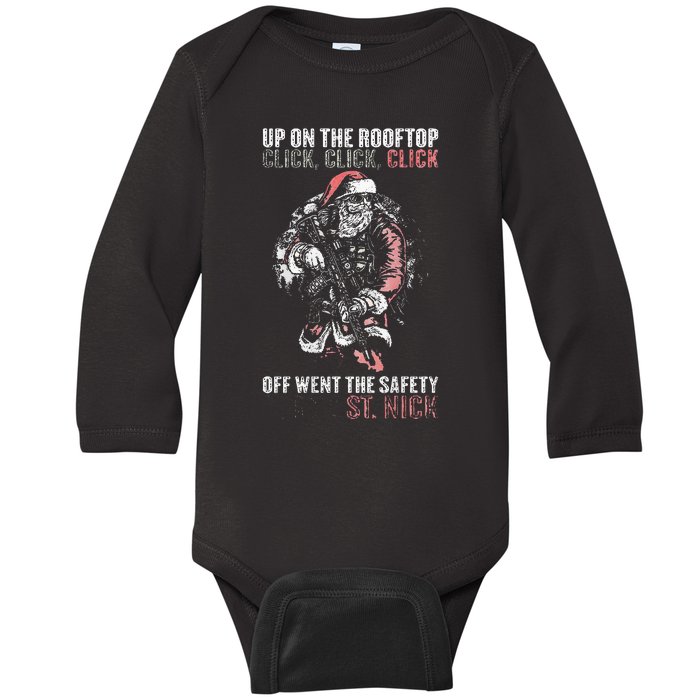 SANTA Up On The Rooftop Click Click Click Baby Long Sleeve Bodysuit