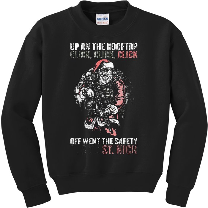 SANTA Up On The Rooftop Click Click Click Kids Sweatshirt