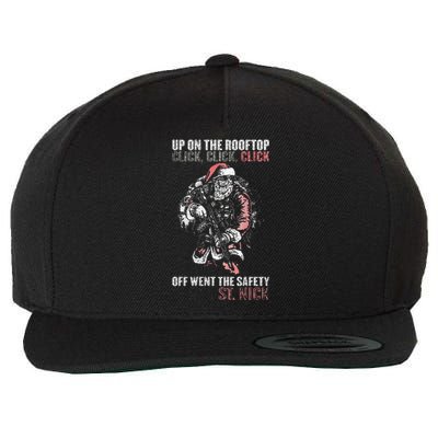 SANTA Up On The Rooftop Click Click Click Wool Snapback Cap