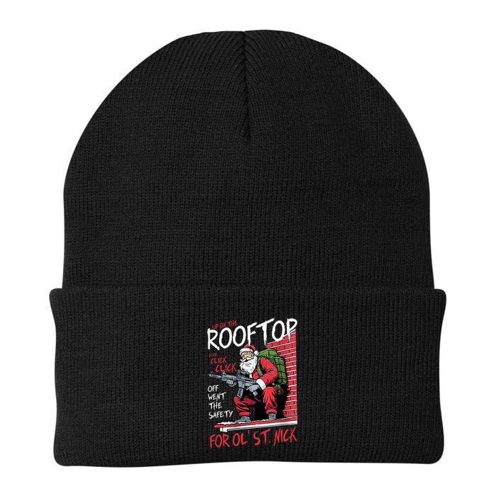 Santa Up On The Rooftop Click Click Click Knit Cap Winter Beanie