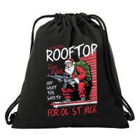 Santa Up On The Rooftop Click Click Click Drawstring Bag
