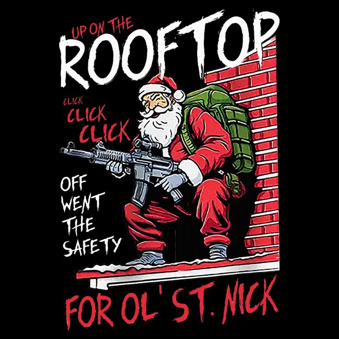 Santa Up On The Rooftop Click Click Click Drawstring Bag