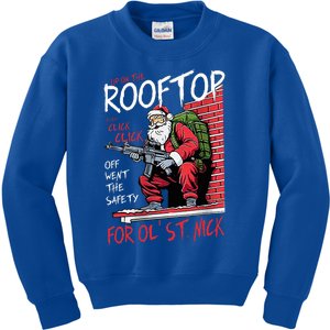 Santa Up On The Rooftop Click Click Click Kids Sweatshirt