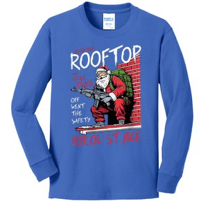 Santa Up On The Rooftop Click Click Click Kids Long Sleeve Shirt