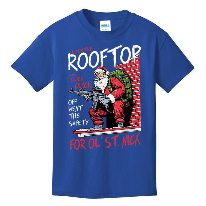 Santa Up On The Rooftop Click Click Click Kids T-Shirt