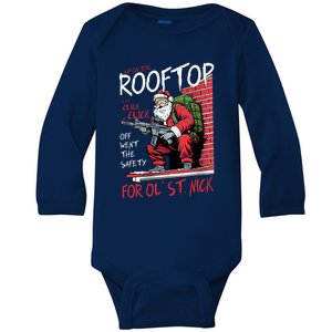 Santa Up On The Rooftop Click Click Click Baby Long Sleeve Bodysuit