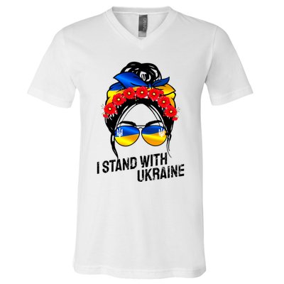 Support Ukraine Pride I Stand With Ukraine Flag Gift V-Neck T-Shirt