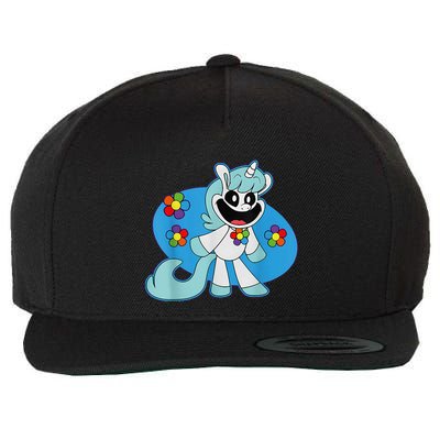 Smiling Unicorn Plush Critters Wool Snapback Cap
