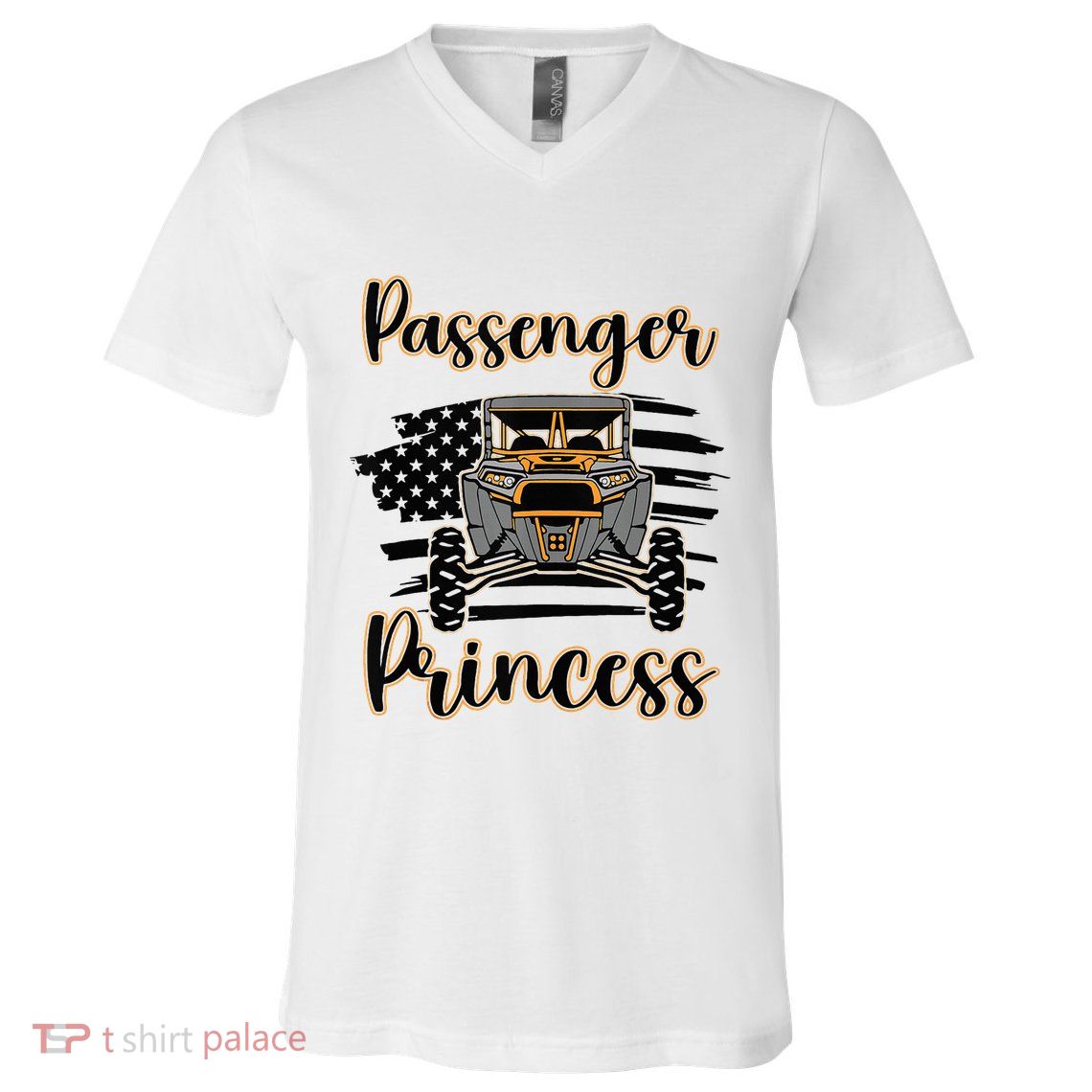 Sxs Utv Passenger Princess Orange Flag V-Neck T-Shirt