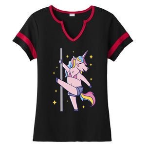 Stripper Unicorn Pole Dancer Ladies Halftime Notch Neck Tee