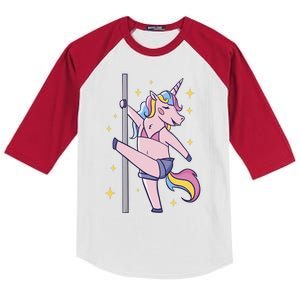 Stripper Unicorn Pole Dancer Kids Colorblock Raglan Jersey