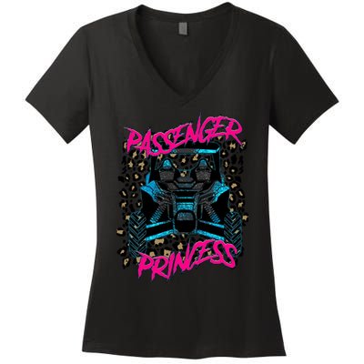 Sxs Utv Passenger Princess Adventure Offroad Women's V-Neck T-Shirt