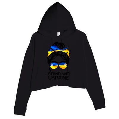 Support Ukraine Pride I Stand With Ukraine Flag Funny Gift Crop Fleece Hoodie