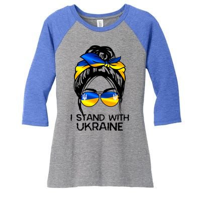 Support Ukraine Pride I Stand With Ukraine Flag Funny Gift Women's Tri-Blend 3/4-Sleeve Raglan Shirt