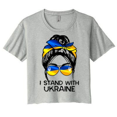 Support Ukraine Pride I Stand With Ukraine Flag Funny Gift Women's Crop Top Tee