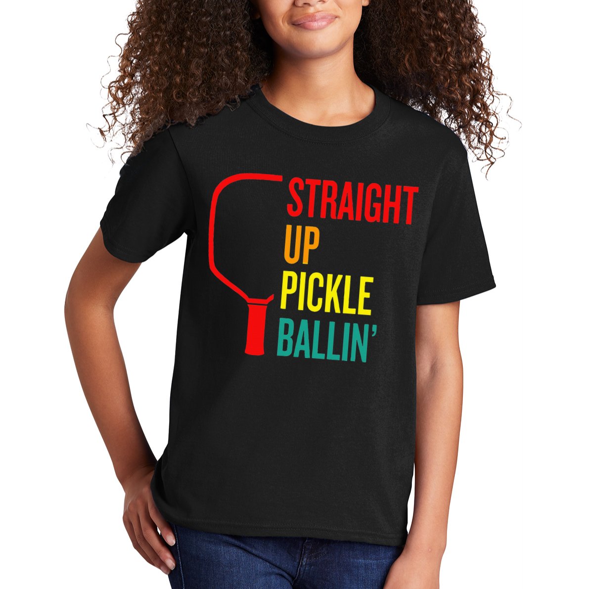 Straight Up Pickle Ballin' For Pickleball Lovers Kids T-Shirt
