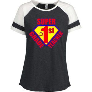 Super 1st Grade Teacher Enza Ladies Jersey Colorblock Tee